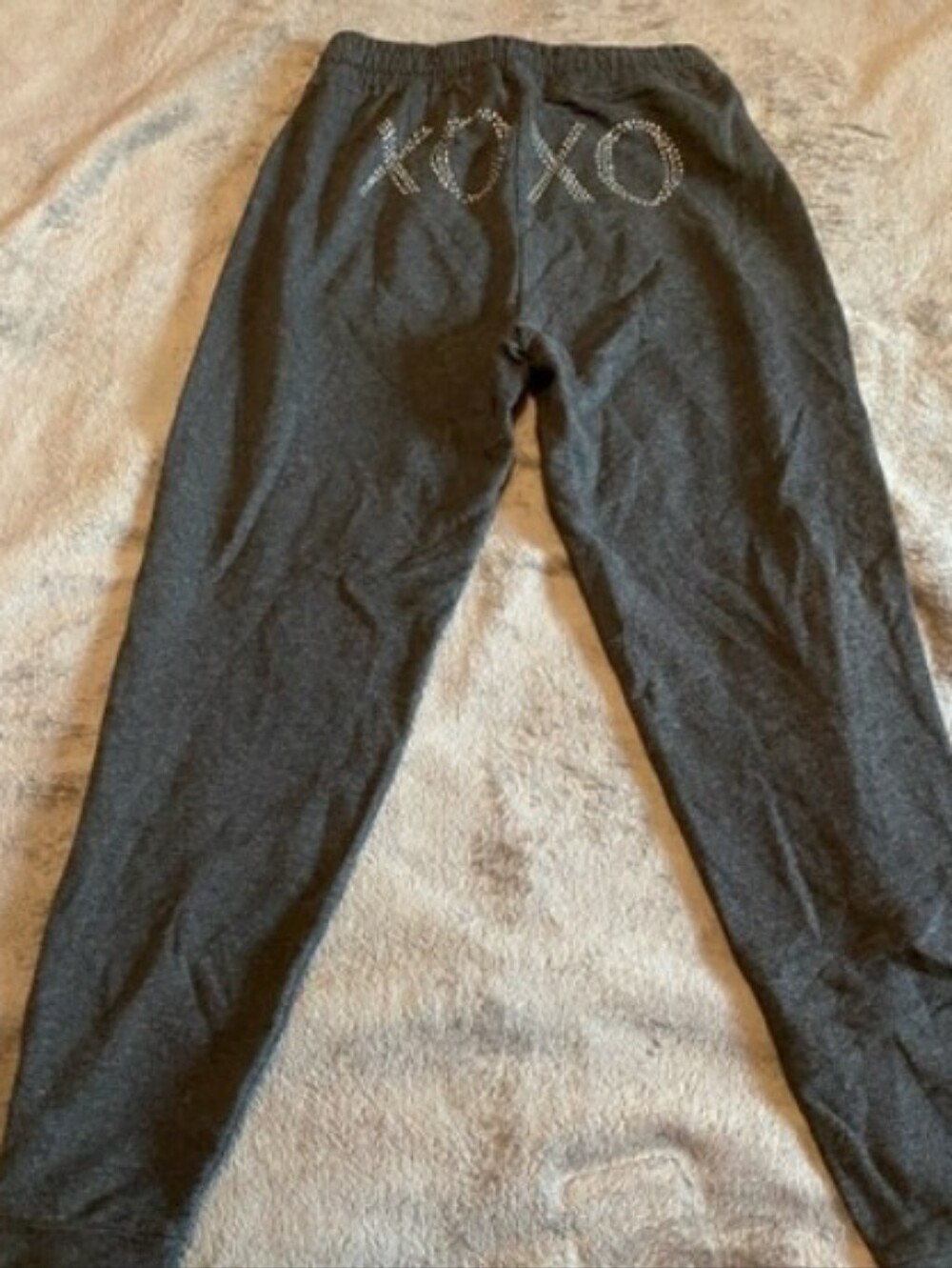 XOXO Y2K Vintage Gray Sweatpants Crystal Logo On Butt Medium Joggers Pants
